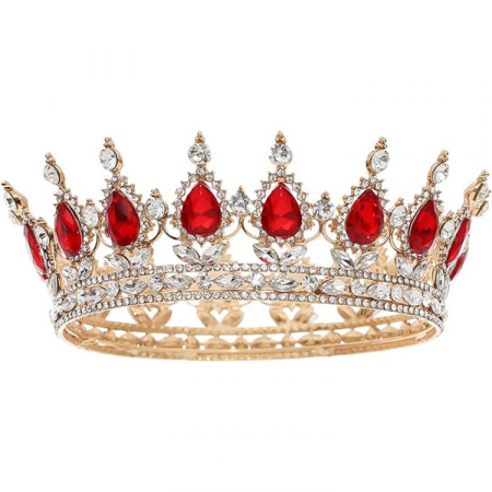 Sub 99 Lei - Coronita de Printesa, Flippy, Accesorii Aniversare, Nunta, Petrecere, Gold-Rosu