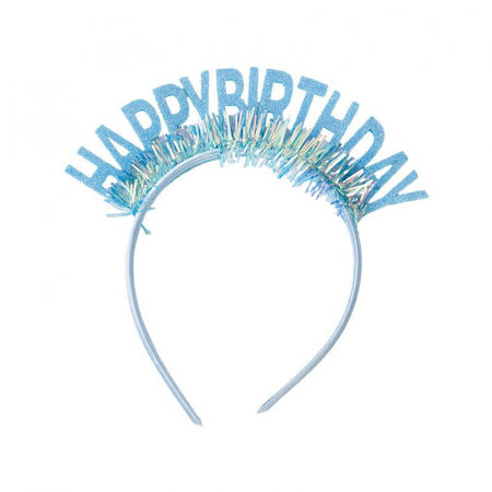 Articole petrecere - Coronita Decorativa pentru Petreceri, Flippy, Tema Aniversare, Model Happy Birthday, Marime Universala, Albastru