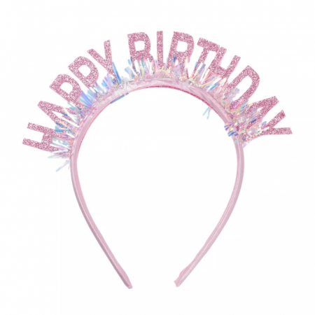 Accesorii Petrecere - Licidare Coronita Decorativa pentru Petreceri, Flippy, Tema Aniversare, Model Happy Birthday, Marime Universala, Rose
