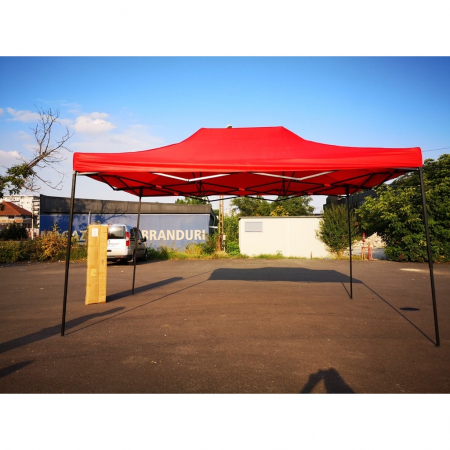 Cort Pavilion 3x4.5m Rosu Pliabil Cadru Metal pentru Curte, Gradina, Evenimente [4]