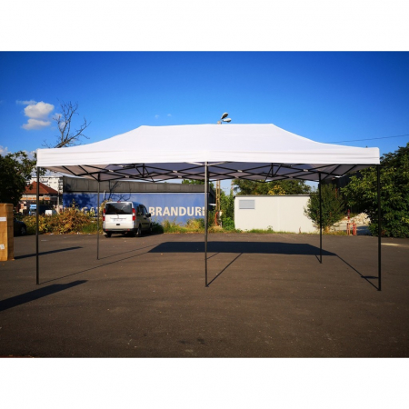 Cort Pavilion 3x6m Alb Pliabil Cadru Metal pentru Curte, Gradina, Evenimente [3]