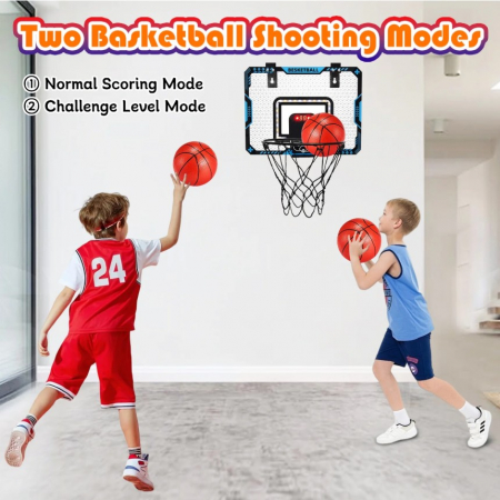 Cos de Baschet pentru Copii, Flippy, cu Tablou de Bord Electronic, Minge, Pompa, 2 Moduri, Interior/Exterior, Inel Metalic si Rabatabil cu Arc, Luminos, 41x31x5 cm, Multicolor [7]