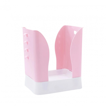 Pentru Casa si Camping - Cos de Gunoi Extensibil, Flippy, din Plastic, Reglabil, Pliabil, Versatil, pentru Bucatarie, Baie sau Birou, Cos Universal, 21x25x17 cm, Roz Alb