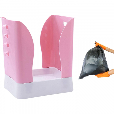 Cos de Gunoi Extensibil, Flippy, din Plastic, Reglabil, Pliabil, Versatil, pentru Bucatarie, Baie sau Birou, Cos Universal, 21x25x17 cm, Roz Alb [1]