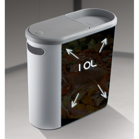 Cos de Gunoi, Flippy, din Plastic, Capac cu Ridicare Automata, Maner si Compartiment Depozitare, 31.5 x 14 x 30 cm, Gri [6]