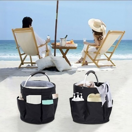 Coș de Picnic Flippy Portabil din Material Oxford, Negru, 28x28 cm [1]