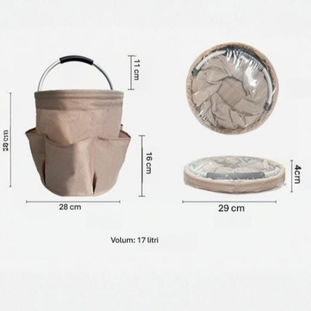 Coș de Picnic Flippy Portabil din Material Oxford, Negru, 28x28 cm [4]