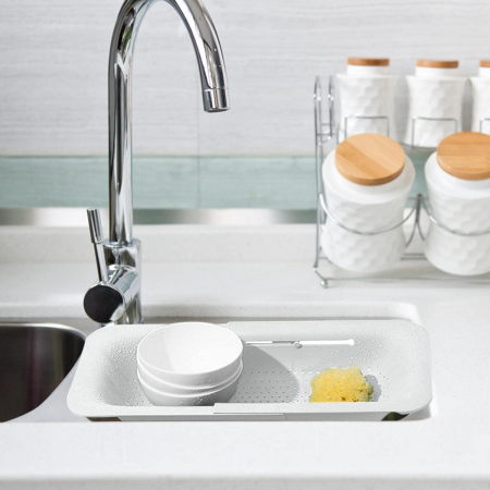 Cos de Scurgere pentru Chiuveta de Bucatarie, Flippy, Plastic, Telescopic, 36x20x5 cm, Alb [5]