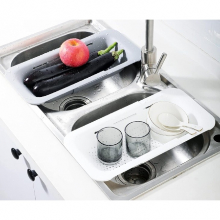 Cos de Scurgere pentru Chiuveta de Bucatarie, Flippy, Plastic, Telescopic, 36x20x5 cm, Alb [2]