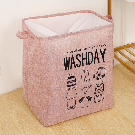 Cutii depozitare diverse - Cos depozitare, Flippy, Deschisa, 72 L, Textil, 30x40x60 cm, Roz, Cu imprimeu