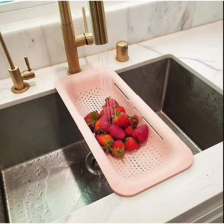 Cos pentru Scurgere Chiuveta de Bucatarie, Flippy, Plastic, Telescopic, 36x20x5 cm, Roz [2]
