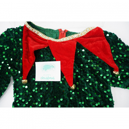Costum Craciun, Flippy, Spiridus, rosu-verde, 7 - 9 ani, catifea [2]