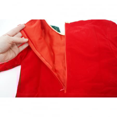 Lichidare de stoc Costum Craciun pentru Fetite, Flippy, Spiridus, rosu, 4 - 6 ani, catifea [4]