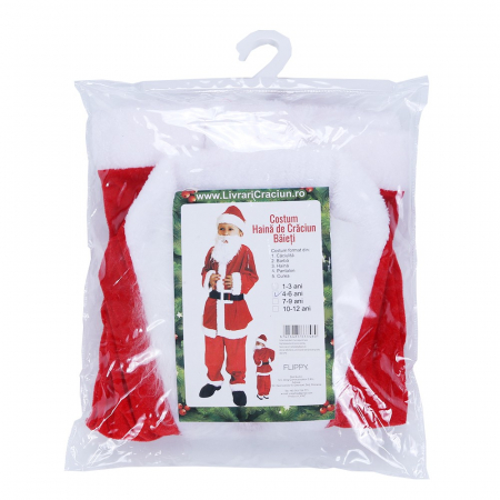 Costum Mos Craciun Flippy® Baiat, 4-6 ani, 5 piese, Catifea [2]