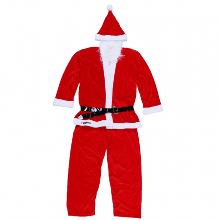 Decoratiuni, ornamente si articole Craciun - Costum Mos Craciun Flippy® Barbat, Adult, 5 piese, Catifea