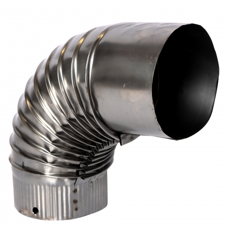 Cot pentru soba pe lemne, 90˚, 120mm, Zincat [0]