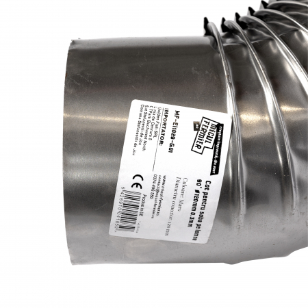 Cot pentru soba pe lemne, 90˚, 120mm, Zincat [2]