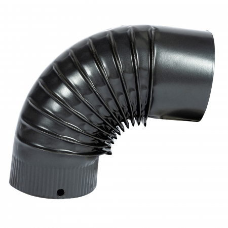 Cot pentru soba pe lemne, 90˚, 150mm, Gri mat [1]