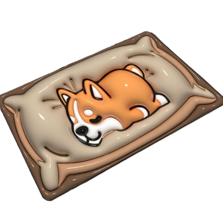 Pentru Casa si Camping - Covor de Baie, Flippy, 3D, din Spuma, Antialunecare, Absorbant, 40 x 60 cm, Model Caine, Portocaliu