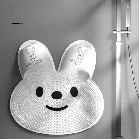 LICHIDARE Covoras de Baie, Flippy, pentru Masaj/Spalat Picioare, din TPE, Antiderapant, 45 x 45 cm, Model Iepuras, Alb [1]