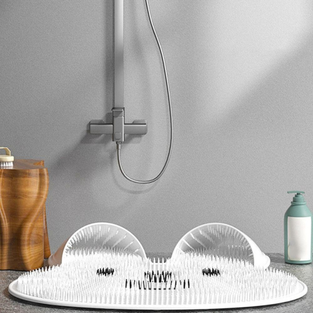 Covoras de Baie, Flippy, pentru Masaj/Spalat Picioare, din TPE, Antiderapant, 45 x 45 cm, Model Iepuras, Alb [2]