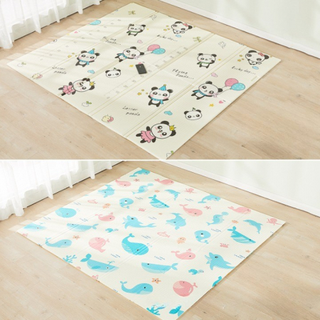 Covorase de joaca - Covoras de Joaca pentru Copii Termic cu 2 Fete, Flippy, Model Ursuleți si Delfini, cu Spuma, Impermeabil, Antiderapant, 200cm x 180cm x 1cm