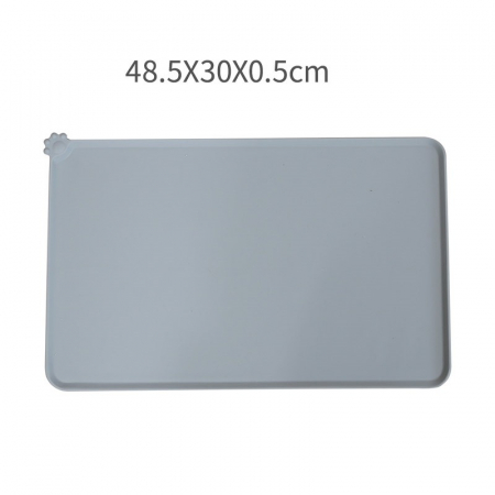 Covoras din silicon pentru animale Flippy, pentru bol de apa si mancare, antiderapant, margini ridicate pentru a mentine apa, 48.5x30 cm, Gri [3]