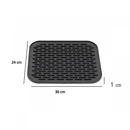 Covoras din Silicon pentru Scurgere Vase, Flippy, Uz Casnic, Rezistent la Temperaturi Ridicate, Izolator, 30x24 cm, Negru [1]