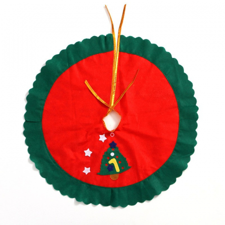 Decoratiuni, ornamente si articole Craciun - Covoras pentru bradul de Craciun Flippy, lana, rosu/verde, 60 cm