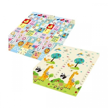 Covoras pentru Copii, Flippy, cu 2 Fete, Model Litere/Girafe, din XPE+PE, Impermeabil, Antiderapant, Protectie Termica, +3 Luni, Pliabil, 180 x 200 x 1 cm, Multicolor [2]