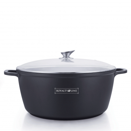 Pentru Casa si Camping - Cratita cu capac RL-BS34M, acoperire din marmura, manere silicon, 34cm/9.9L