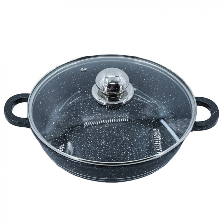 Cratita din aluminiu cu interior marmorat si capac din sticla termorezistenta, Blaumann BL 103-24M [1]