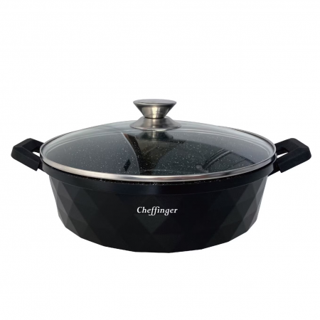 Pentru Casa si Camping - Cratita joasa cu capac Diamond design CF-DIAC28SH, 28cm /3.5L