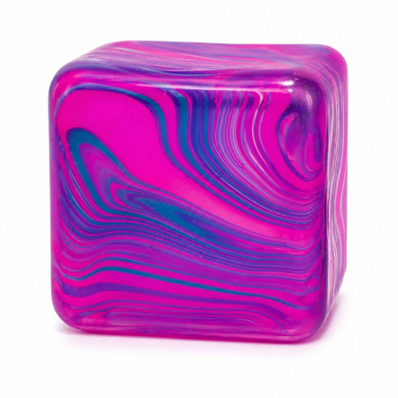 Jucării, copii și bebe - Cub Fidget 3D de Gheata, Flippy, Jucarie Antistres din Maltoza, 70 g, 3.5x3.5x3.5 cm, Comprimabil cu Revenire Lenta, Mov