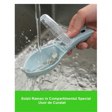 Lichidare Curatator Manual Solzi de Peste, Flippy, Forma Peste , Recipient cu Capcac pentru Solzi, Plastic, Albastru deschis, 16x6 cm [2]