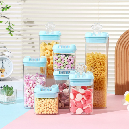 Cutie de Depozitare Alimente, Flippy, 1.2L, Capac Albastru, din PP+PET, Inchidere Ermetica, 10 x 10 x 20.5 cm, Transparent [5]