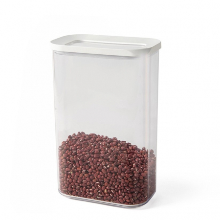 Bucatarie si electrocasnice - Cutie de Depozitare Alimente, Flippy, 2L, Capac Alb, din ABS+Silicon, 14.5 x 9 x 22.2 cm, Transparent