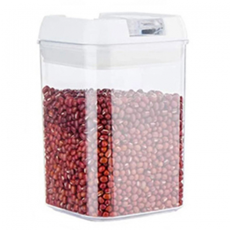 Bucatarie si electrocasnice - Cutie de Depozitare Alimente, Flippy, Cutie de Depozitare tip Container pentru Bucatarie, cu Capac, Inchidere Ermetica, Cutie pentru Cereale, 15.5 x 10 x 10 cm, volum 0.8 L, Alb