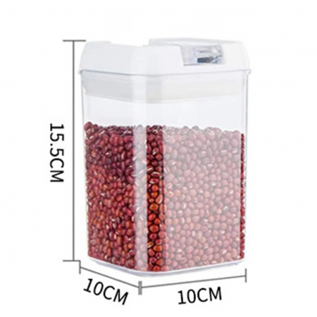 Cutie de Depozitare Alimente, Flippy, Cutie de Depozitare tip Container pentru Bucatarie, cu Capac, Inchidere Ermetica, Cutie pentru Cereale, 15.5 x 10 x 10 cm, volum 0.8 L, Alb [1]