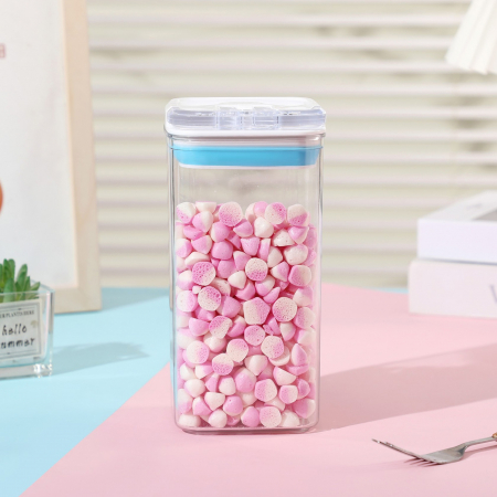 Cutie de Depozitare Alimente, Flippy, Cutie de tip Container pentru Bucatarie, Cutie pentru Condimente, din PET ABS Silicon, 10 x 10 x 20.5 cm, 370 g, 1.2L Transparenta [1]
