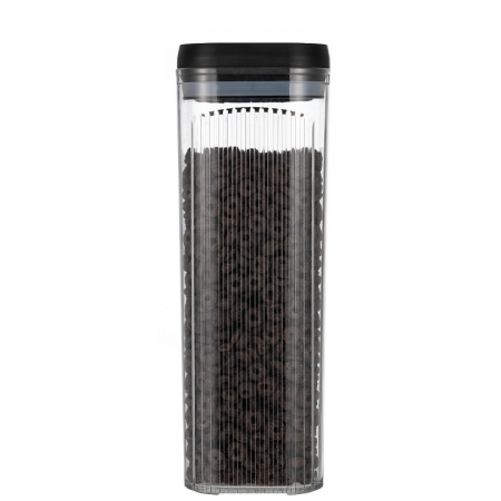 Bucatarie si electrocasnice - Cutie de Depozitare Alimente, Flippy, tip Container, 3.7L, Recipiente pentru Cereale in Bucatarie, Transparente cu Capac Negru
