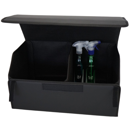 Cutie de Depozitare Auto, Flippy, Geanta Multifunctionala din Piele Ecologica, Organizator Premium Portbagaj, 2 Compartimente Depozitare, Pliabil si Rezistent la Uzura, Negru, 55 x 30 x 30cm [4]