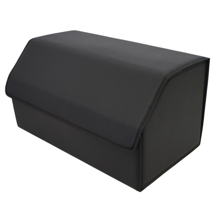 Cutie de Depozitare Auto, Flippy, Geanta Multifunctionala din Piele Ecologica, Organizator Premium Portbagaj, 2 Compartimente Depozitare, Pliabil si Rezistent la Uzura, Negru, 55 x 30 x 30cm [1]