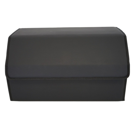 Electrice auto - Cutie de Depozitare Auto, Flippy, Geanta Multifunctionala din Piele Ecologica, Organizator Premium Portbagaj, 2 Compartimente Depozitare, Pliabil si Rezistent la Uzura, Negru, 55 x 30 x 30cm