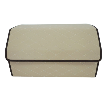 Electrice auto - Cutie de Depozitare Auto, Flippy, Organizator Premium Portbagaj, 2 Compartimente Depozitare, Geanta Multifunctionala din Piele Ecologica, Pliabil si Rezistent la Uzura, Bej Deschis, 55 x 30 x 30cm