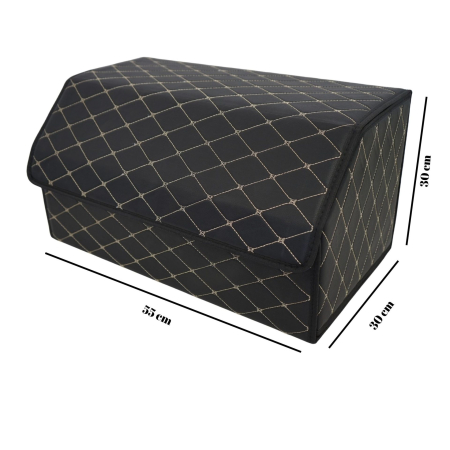 Cutie de Depozitare Auto, Flippy, Organizator Premium Portbagaj, Geanta Multifunctionala, Piele Ecologica, Pliabil si Rezistent la Uzura, 2 Compartimente Depozitare, Pliabil si Rezistent la Uzura, Neg [2]