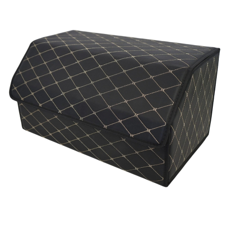 Cutie de Depozitare Auto, Flippy, Organizator Premium Portbagaj, Geanta Multifunctionala, Piele Ecologica, Pliabil si Rezistent la Uzura, 2 Compartimente Depozitare, Pliabil si Rezistent la Uzura, Neg [1]