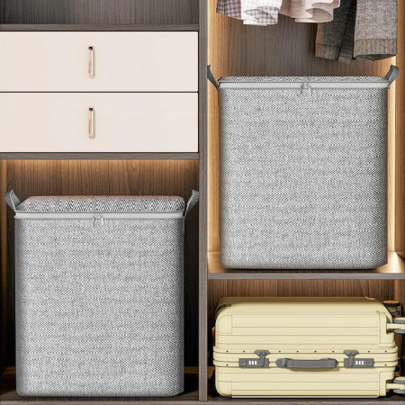 Lichidare Cutie de Depozitare cu Fermoar, Flippy, Pliabila, Maner Ranforsat, Fermoar Rezistent, pentru Haine, Paturi, Plapumi, Perne, Lenjerii de Pat, Jucarii, 61x50x71 cm, 210 Litri, Gri [5]