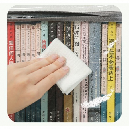 Cutie de Depozitare, Flippy, din PVC + Textil, Rezistenta la Apa, Geanta pentru Carti, 38x24x32 cm, Transparent-Alb [3]
