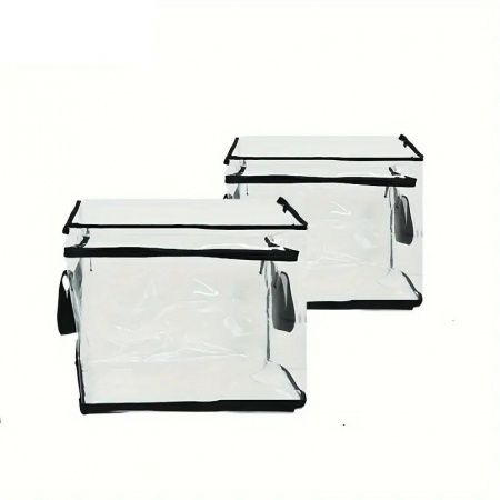 Cutie de Depozitare, Flippy, din PVC + Textil, Rezistenta la Apa, Geanta pentru Carti, 38x24x32 cm, Transparent-Negru [4]